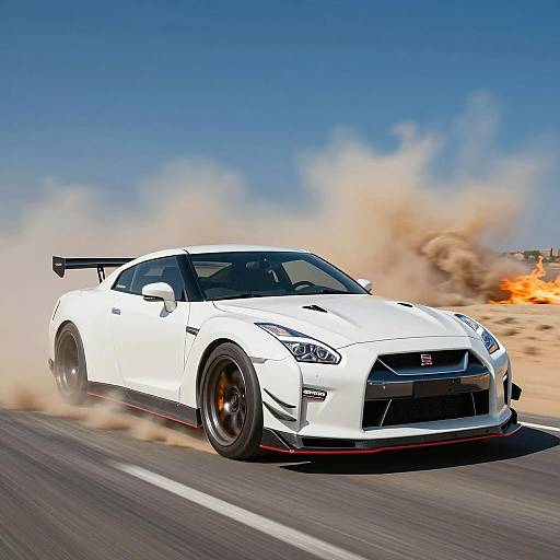 Epic Nissan GTR in Firestorm Action