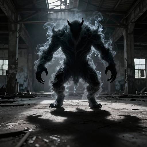 Shadowy Humanoid Monster in Warehouse