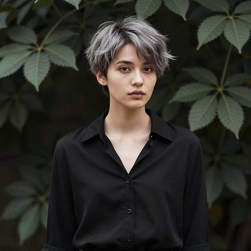 Moody Portrait of Woman with Gray Hair