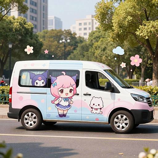 Chibi Anime Van with Pastel Wrap