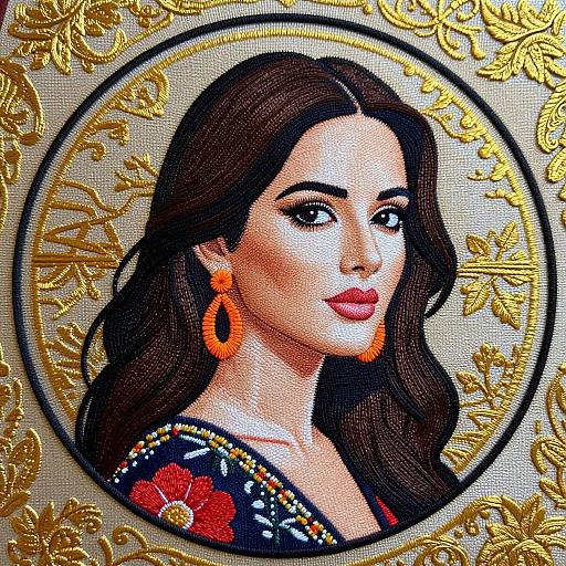 Embroidered Photorealistic Woman Portrait