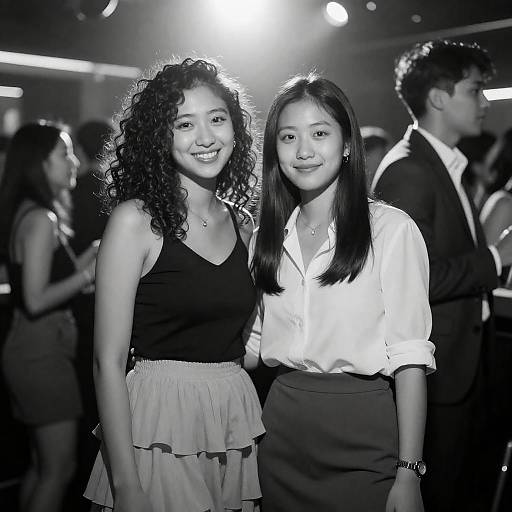 Vibrant Nightclub Scene in Black-and-White