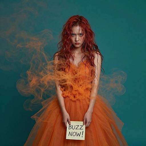 Surreal Portrait of Angry East Asian Girl