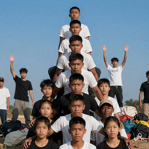 High Contrast Group Pyramid Formation Shot