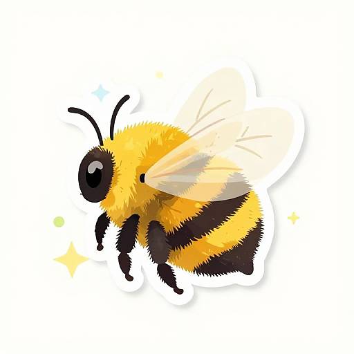 Cute Fuzzy Bumblebee Vector Stickers