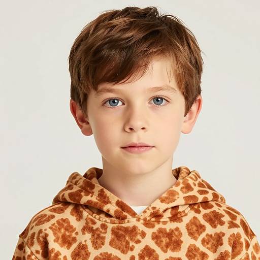Boy in Giraffe Print Hoodie