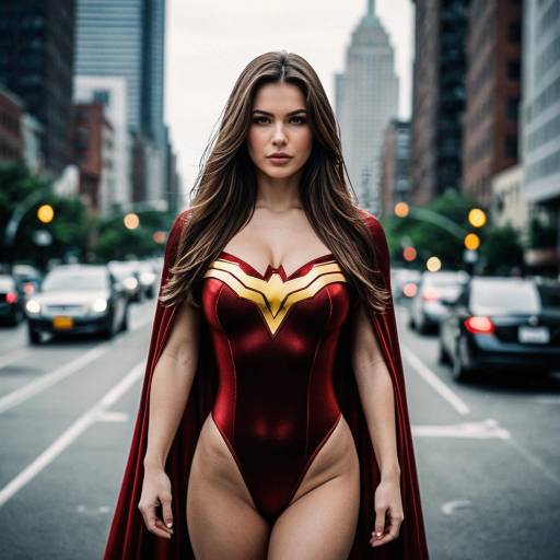 Realistic Superhero Girl in Cape Dress