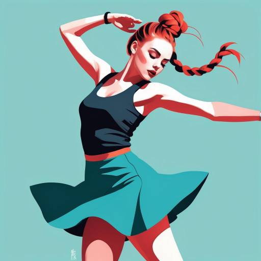 Energetic Girl Dancing in Minimalist Style Energetic Girl Dancing in Minimalist Style