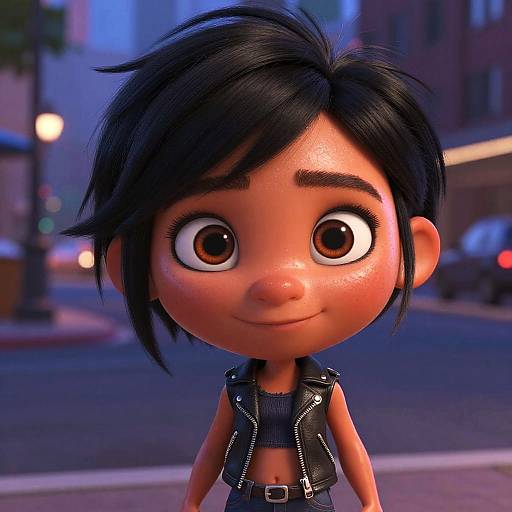 Ultra-Realistic Pixar-Style City Woman