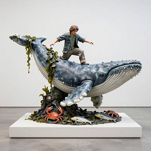 Life-like Whale Sculpture Devouring Job