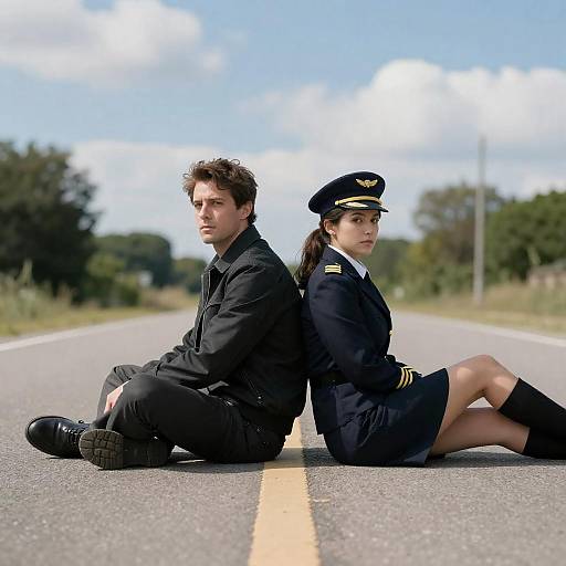 Couple on Deserted Road in Daylight