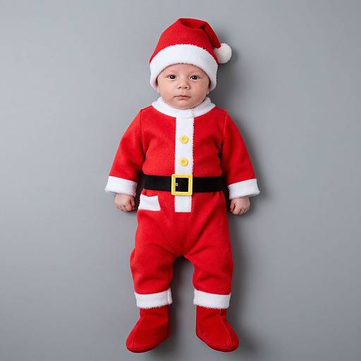 Newborn Boy in Santa Christmas Outfit