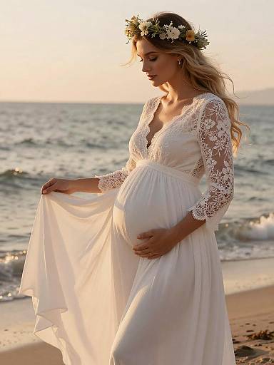 Golden Hour Ocean Maternity Portrait