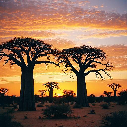 Baobab Trees at Sunset in Namibia