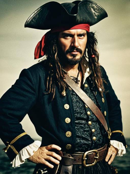 Adventurous Man in Pirate Costume