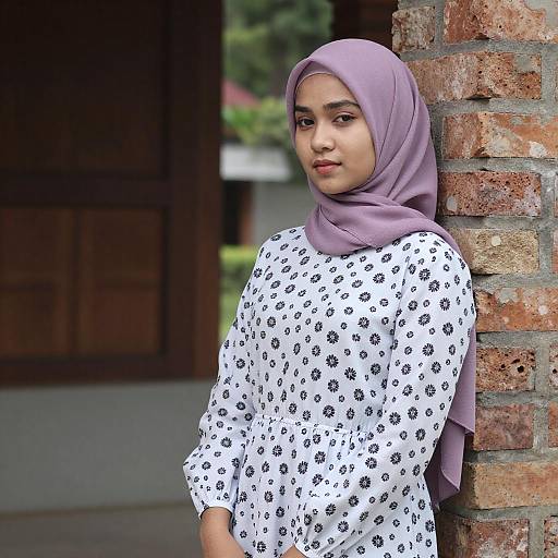 Young Woman in Purple Hijab Portrait