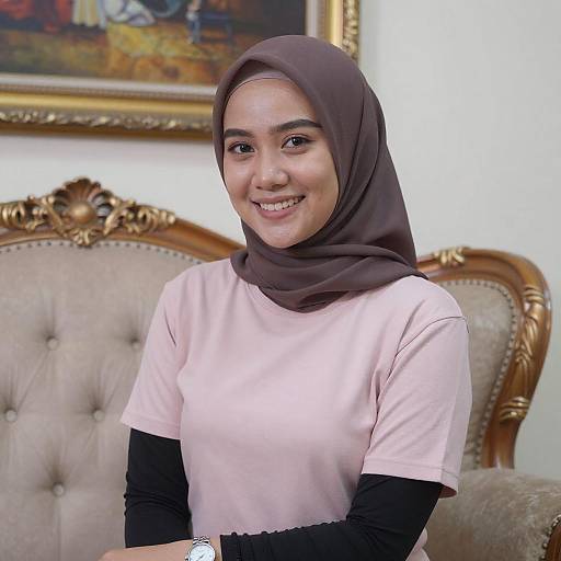 Smiling Asian Woman in Elegant Attire