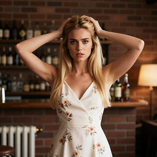 Blonde Woman in Floral Dress Portrait