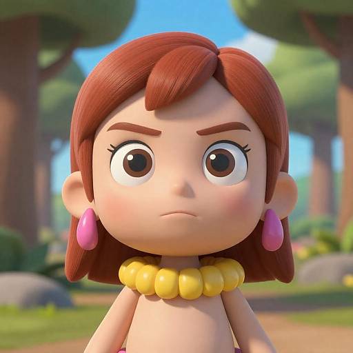 Vibrant Cartoon Character in Forest