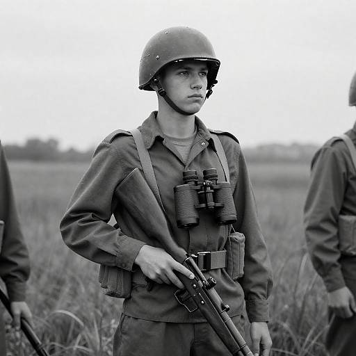Young Soldier in Tall Grass Portrait