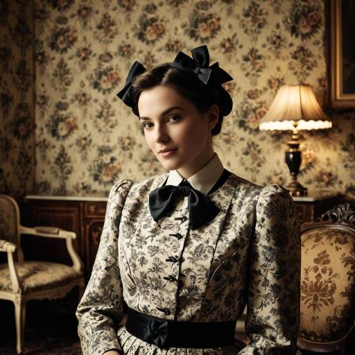 Elegant Woman in Vintage Floral Outfit