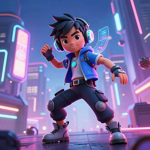 Vibrant Cyberpunk Tween Character