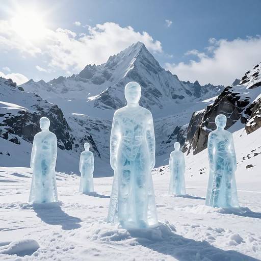 Translucent Icy Figures in Snow