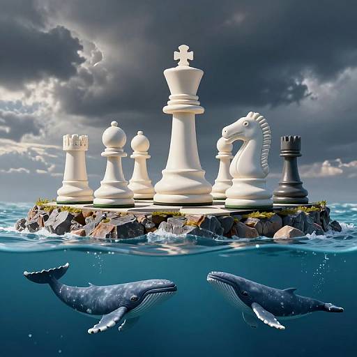 Surreal 3D Chess Seascape Fantasy