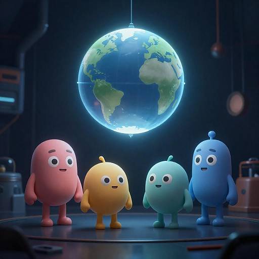 Anthropomorphic Characters in Dark Room