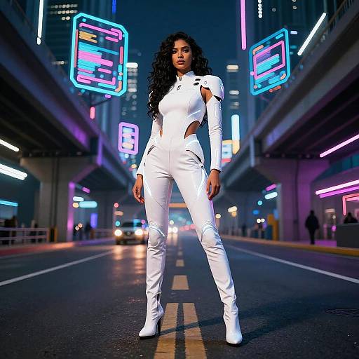 Futuristic Cyberpunk Model on Overpass