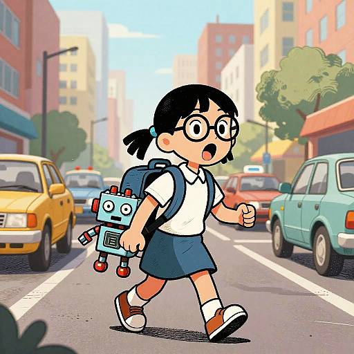 Wood Etching Style Robot Student