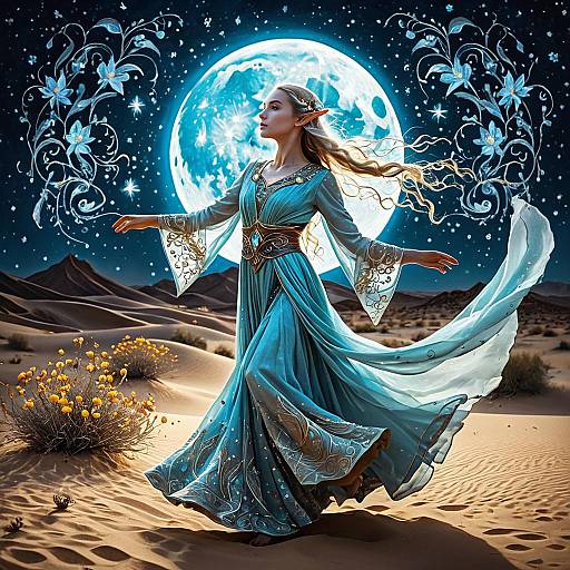 Elven Princess Dancing Under Full Moon