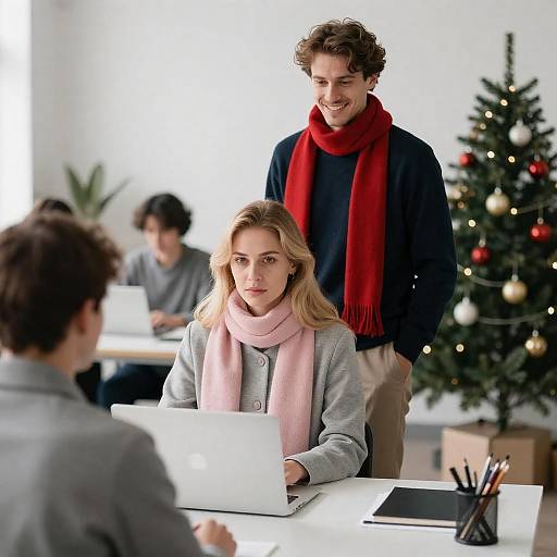 Office team working during Christmas season