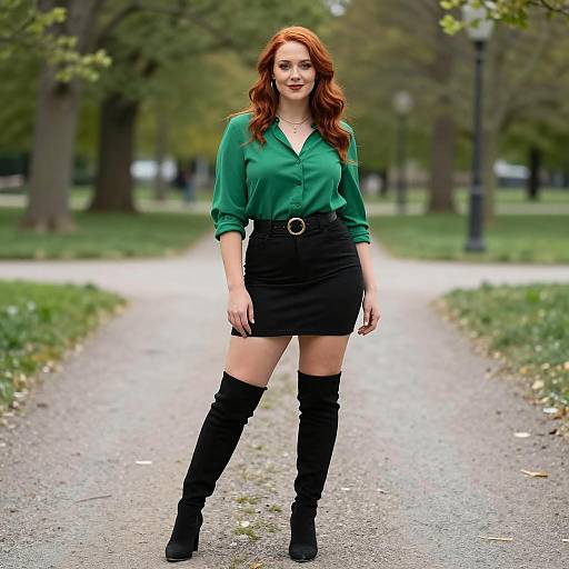 Confident Fashion Model in Lush Park