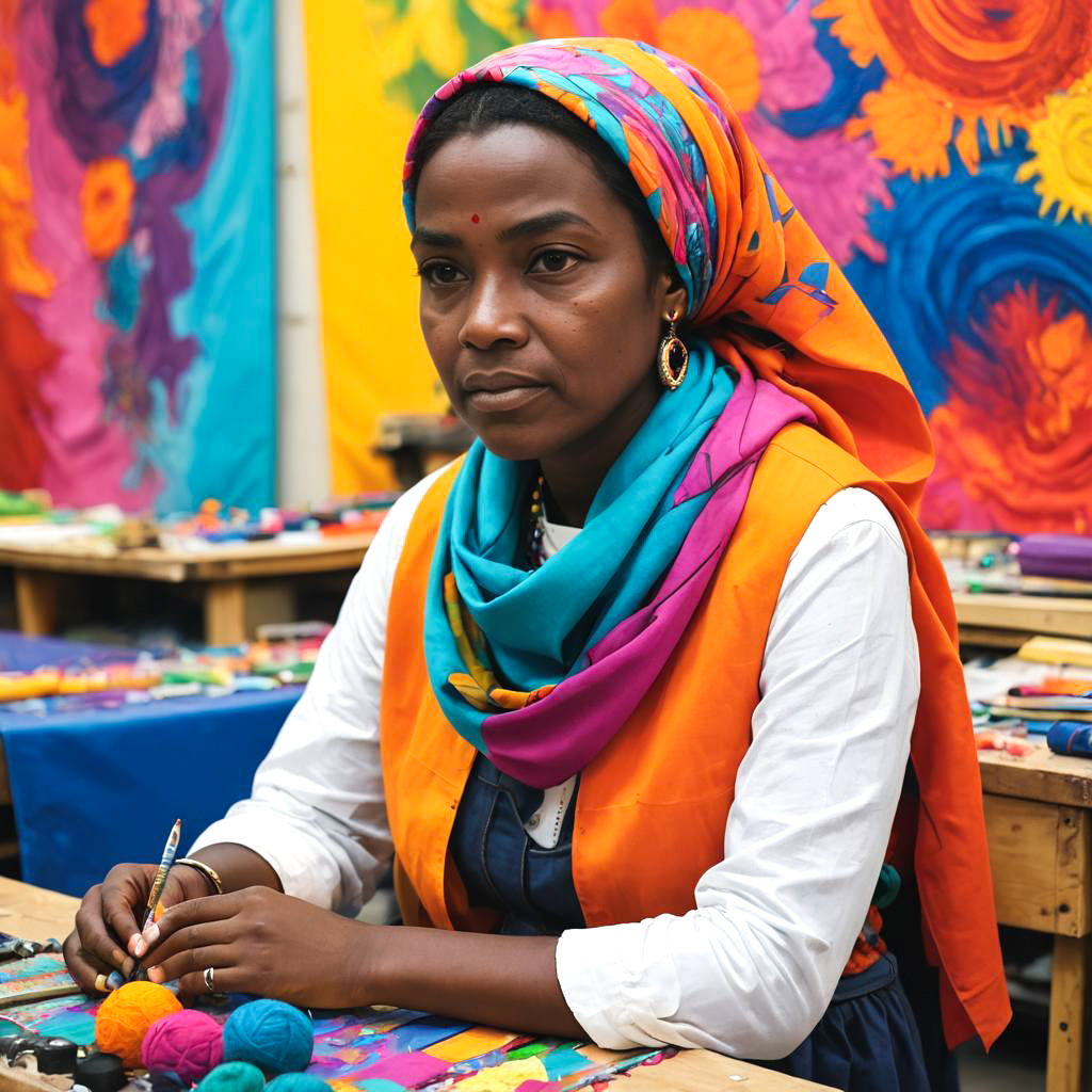 Young Artist in a Colorful Workshop