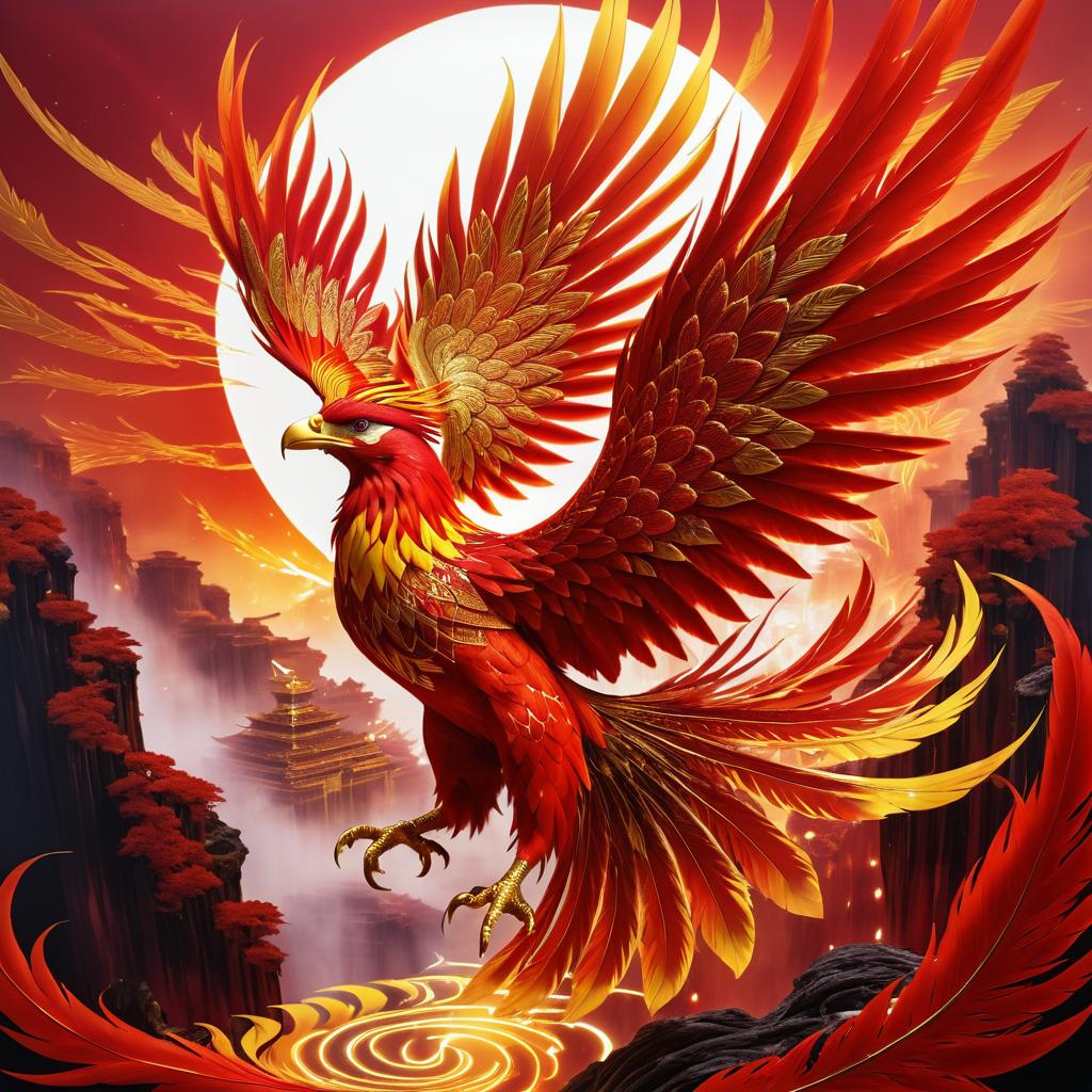 Majestic Phoenix in Volcanic Sanctuary