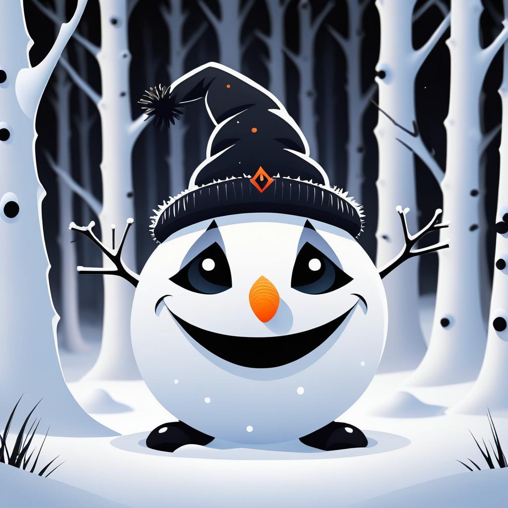 Charming Yet Sinister Snowman in Twilight