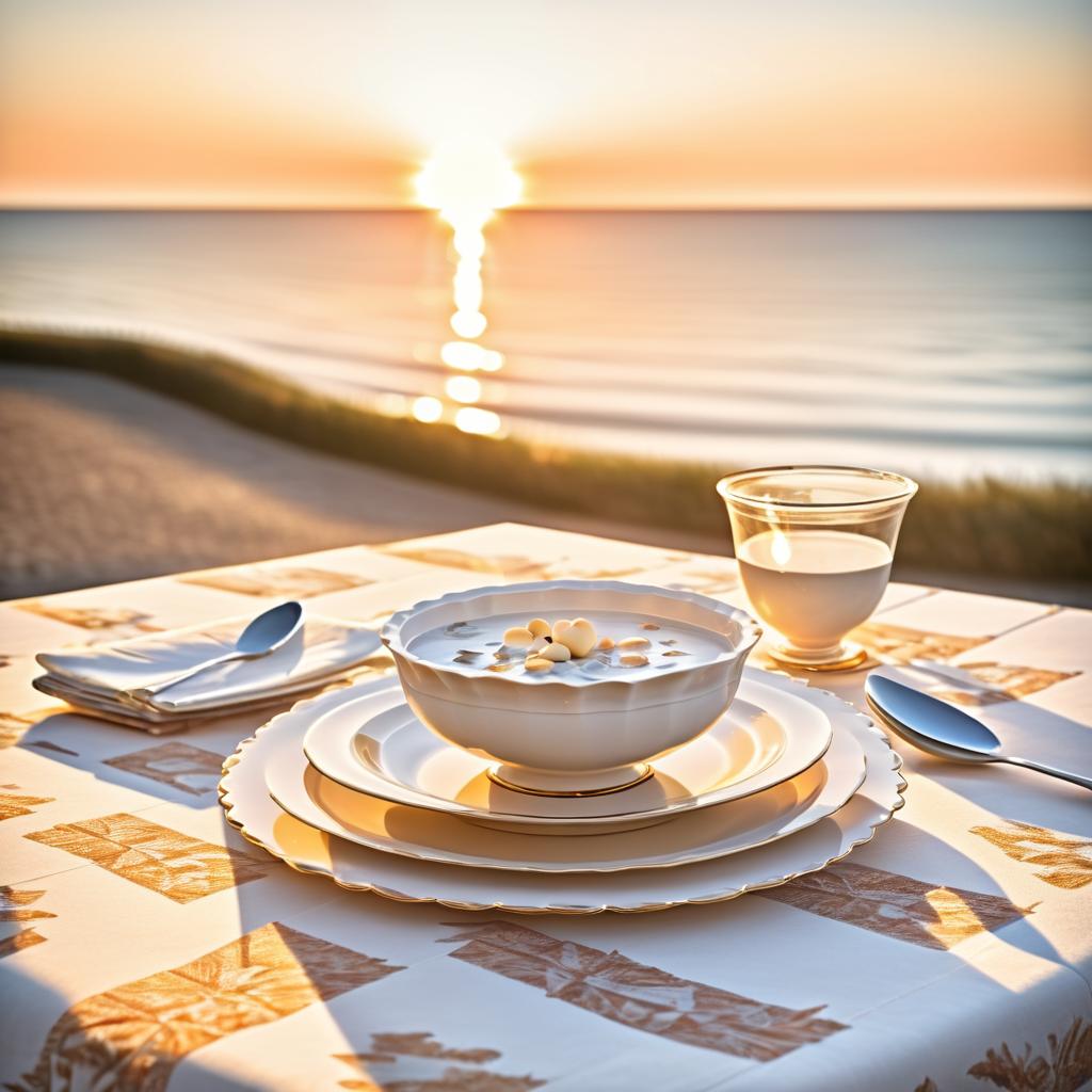 Vintage Dining by the Seaside at Sunset