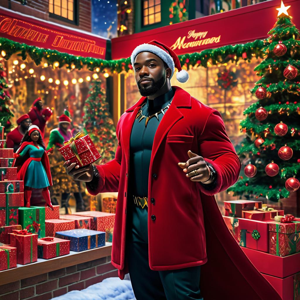 Santa Black Panther Spreading Holiday Cheer