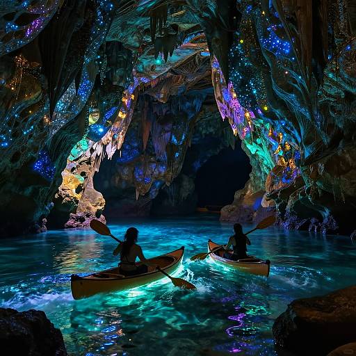 Canoeing Through a Glowing Enchanted Grotto