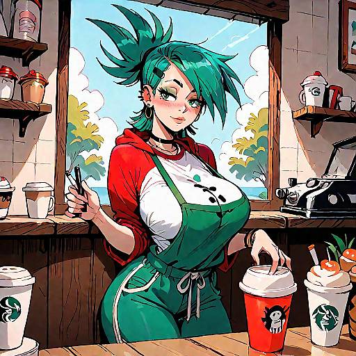 Frankie Foster Enjoying Coffee at Café