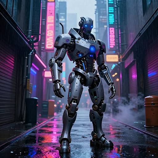 Cyberpunk Monster in Neon Alley