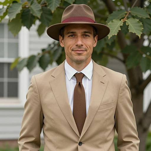 Stylish Man in Nature with Fedora