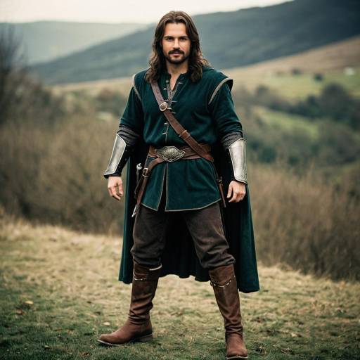 Man in Medieval Aragorn Inspired Costume Outdoors
