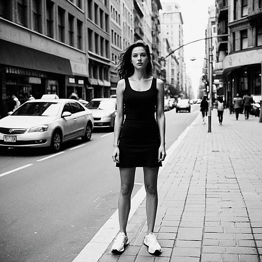 Woman in Black and White Exercise Dress