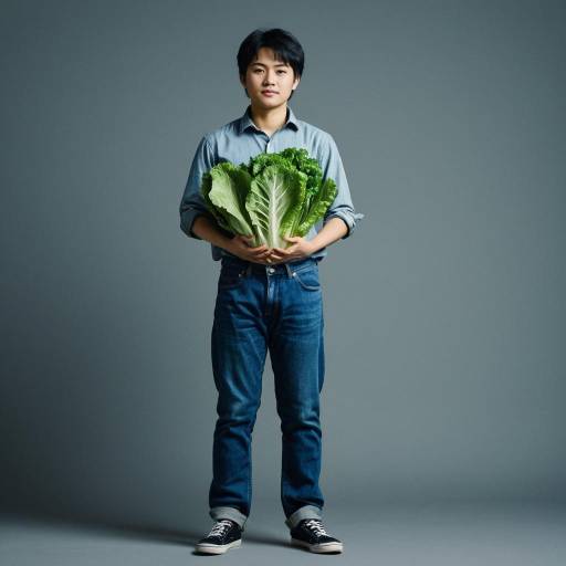 Young man holding fresh lettuce