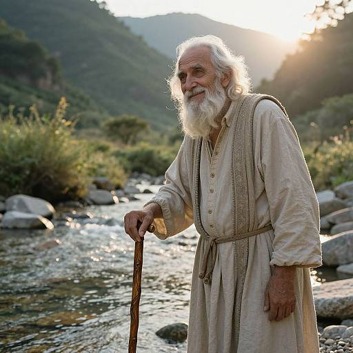 Wise Old Man by Sunset River