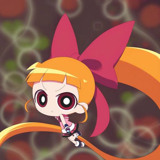 Illustration of Akazutsumi momoko, powerpuff girls z in the style of Nase