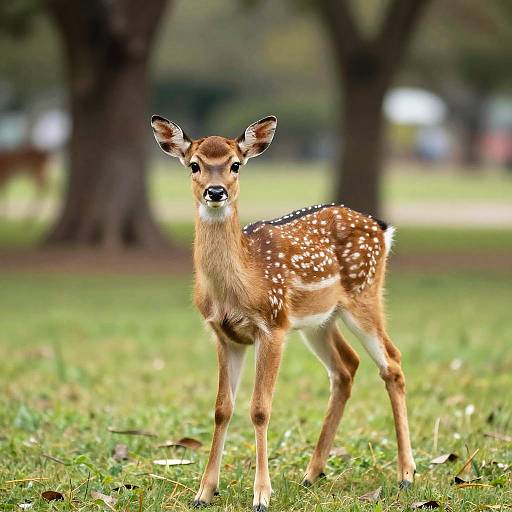 Playful White-Tailed Fawn in Sunlight