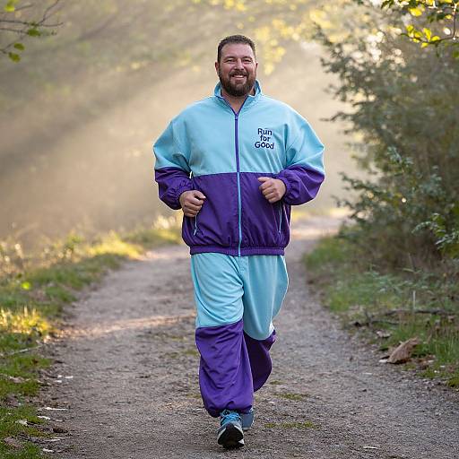 Bearded Runner in Bold Tracksuit Jogging